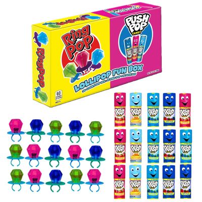 Ring Pop &amp; Push Pop Candy Variety Pack - 30 Count Individually Wrapped Lollipops with Assorted Flavors - Fun Bulk Candy For Party Favors, Birthdays, and Candy Gifts by Bazooka Candy Brands