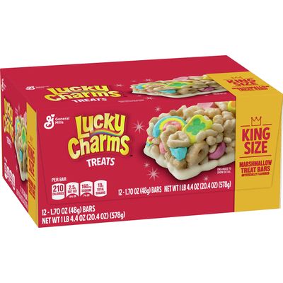 Lucky Charms Treat Bars, King Size, 12 count, 1.7 oz, (Pack of 8)