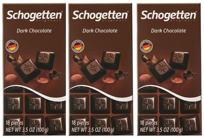 Dark Chocolate German Chocolate 3.5 oz Bars by Schogetten - Gift Giving Snack Snacking Food Treat 3 Pack