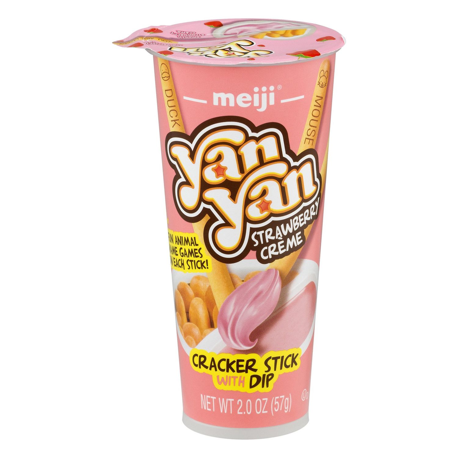 Meiji Yan Yan Strawberry Creme Cracker Stick with Dip, 2 oz