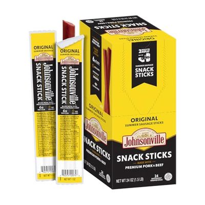 Johnsonville Summer Sausage Snack Sticks - Dairy Free, Gluten Free Protein Snacks, Jerky Snack Packs - Original, 1 oz., 24-Pack