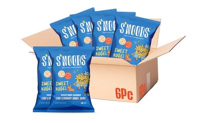 SNOODS Sweet Kugel Chips - Light &amp; Crunchy Noodle Chips - Plant-Based Protein - Vegan Snacks - Gluten-Free - Perfectly Crispy &amp; Delicious - For Adventurous Snackers - 4 oz (6 Pack)
