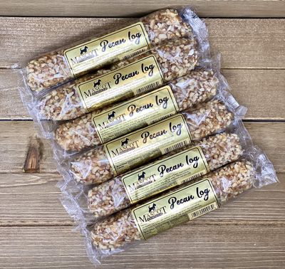 Georgia Pecan Logs Gift Box - Mascot Candy Kitchen Since 1955 (6 Individually Wrapped 4 oz Pecan Logs)