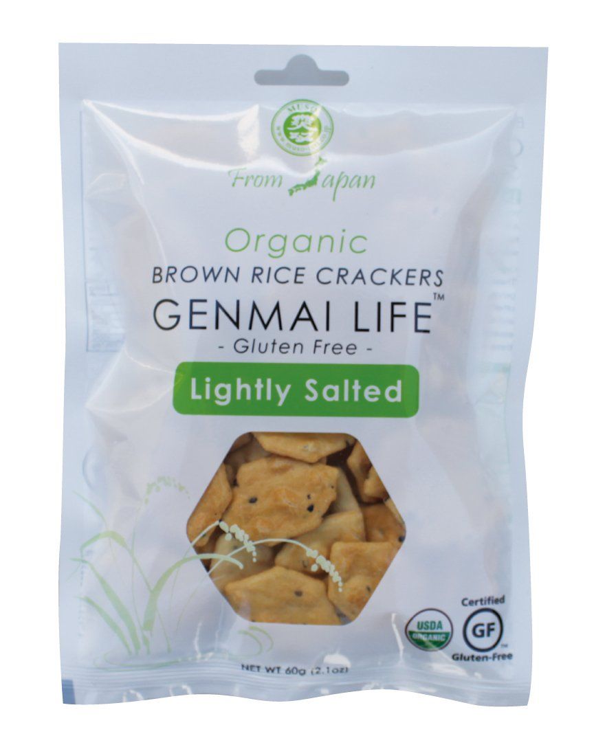 Muso From Japan Genmai Life Organic Brown Rice Crackers, Gluten Free, Lightly Salted, 2.1 Ounce, 12 Count