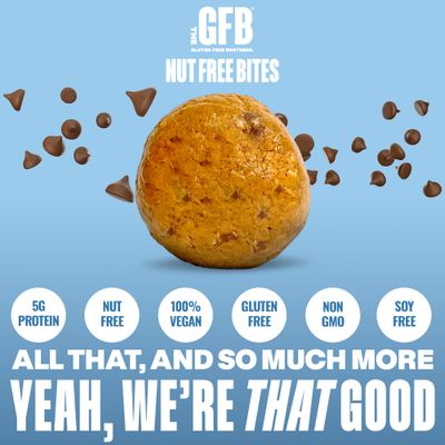 The Gluten Free Brothers Chocolate Chip Cookie Dough Nut Free Bites - Allergen Friendly, Gluten Free, Soy Free Protein Balls - Plant Based Vegan Non-GMO Snack Size Protein Energy Balls, 4 oz (6 Count)