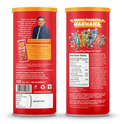 Farmley Makhana Gluten Free Roasted & Flavoured Puffs Fox Nut Water Lily Pops Popped Lotus Seed Pack of 4 90g each (Peri-Peri, Cream & Onion, Mint, Tangy Tomato) Daily Nutritious Snack 12.70 Ounce