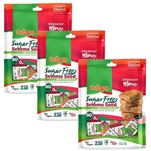 Dulzura Borincana Kit: Vegan Sesame Sugar Free Snack Bars (3 Pack) 5.08 oz Each Bag - Sweetened with Stevia - Non GMO Gluten Free