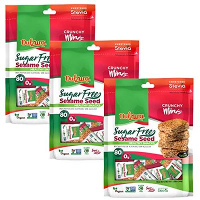 Dulzura Borincana Kit: Vegan Sesame Sugar Free Snack Bars (3 Pack) 5.08 oz Each Bag - Sweetened with Stevia - Non GMO Gluten Free