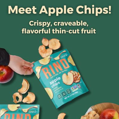 RIND Snacks | Unsweetened Apple Chips | 100% Sweet Fuji Apple | Naturally Sweet | Skin-On Crispy Dried Fruit Chips | USA Grown | Fiber-Rich | Vegan | Kosher | Paleo | Fruit Snacks | 2.7 oz | 6 Pack