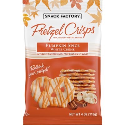 Snack Factory Pumpkin Spice White CrÃƒÂ¨me Pretzel Crisps, 4 Oz Bag