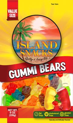 Island Snacks Gummy Bears, 8-Ounce (Pack of 36)