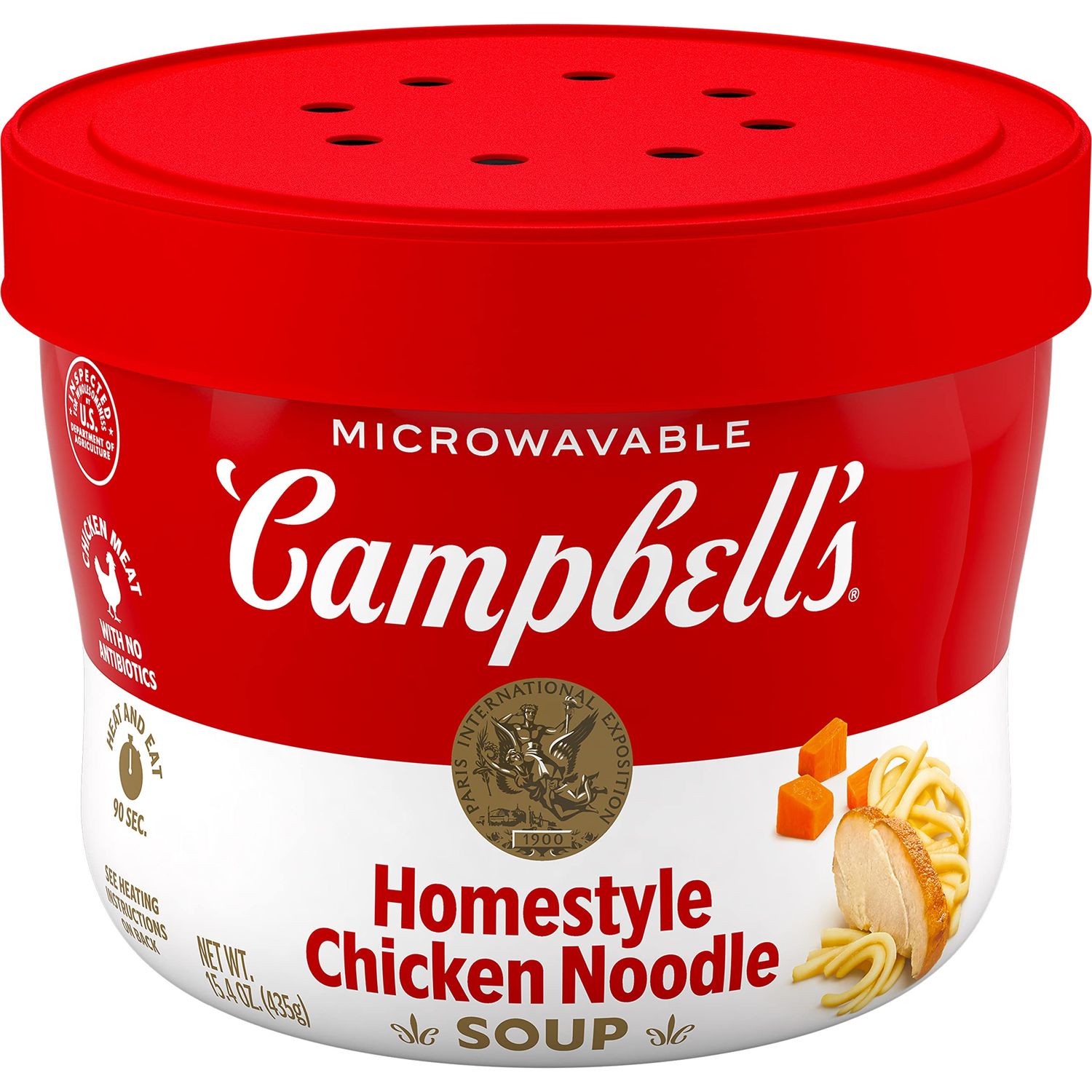 Campbell&#39;s Homestyle Chicken Noodle Soup, 15.4 Oz Microwavable Bowl