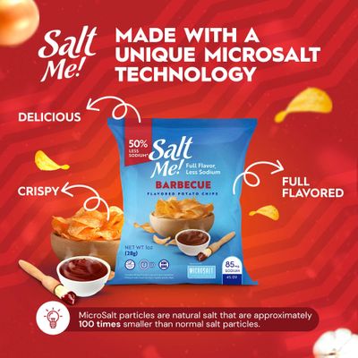 SaltMe Barbecue Better For You Potato Chips - 24ct 1oz Bags - 50% Less Sodium, Kosher, Healthier Snack Pack- Best Full Flavor, Non-GMO, Gluten Free - Less Sodium, Same Flavor.
