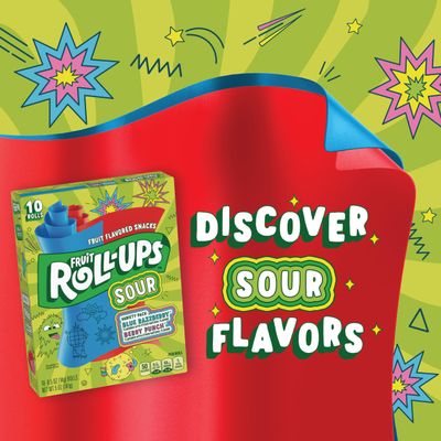 Fruit Roll-Ups Sour Fruit Flavored Snacks, Blue Razzberry &amp; Berry Punch Flavors, Variety Pack 5 oz (10 Count)