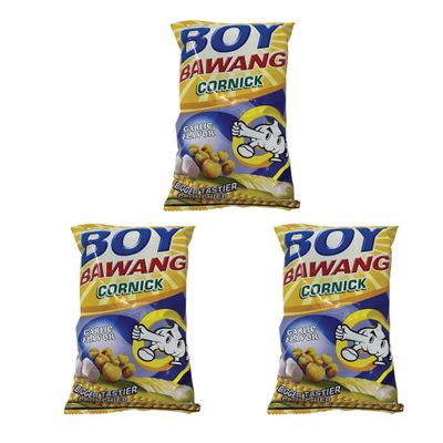Boy Bawang Cornick, Garlic - Crispy Tasty &amp; Gluten-Free Corn Nuts 3.54 ounces (100g), 3 Pack