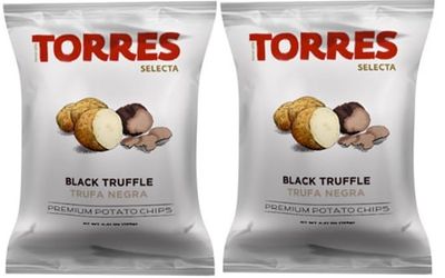 Torres - Black Truffle Potato Chips, 1.41oz (40g) (2-PACK) | Light and Crispy with Bold Flavors | Perfect Snack | Imported from Spain - (Trufa Negra)