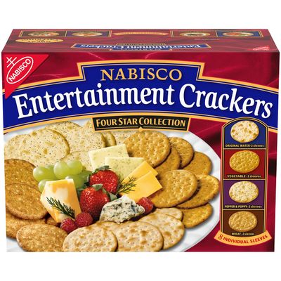 Nabisco Entertainment Crackers Variety Pack, Original Water, Vegetable, Pepper &amp; Poppy, Wheat, 8 Individual Sleeves, 2 lb 8 oz