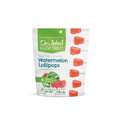 Dr. Johns Sugar Free Candy, Healthy Lollipops with Zero Sugar, Low Calorie Snacks, Keto Friendly Hard Candy Sweets, Watermelon, Tooth, 7 Count, 1.93 Oz