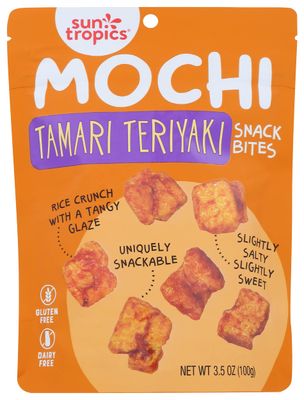 Sun Tropics Mochi Snack Bites, Tamari Teriyaki, Dairy Free, Gluten Free, 3.5 Oz (Pack of 12)