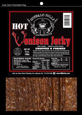 Buffalo Bills Hot Venison Jerky Strips 10oz Pack (20 hot venison jerky 7 strips per bag)