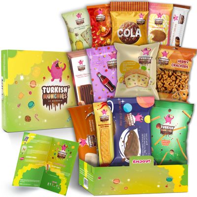 Midi International Snack Box | Premium Exotic Foreign Snacks | Unique Snack Food Gifts Included | Try Extraordinary Turkish Snacks | Candies from Around the World | 12 Full-Size  1 Bonus Snacks