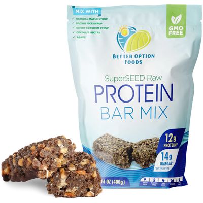Raw Protein Bar Mix - SuperSEED High Protein Mix with Whole Hemp Seeds, Sesame Seeds, Sunflower Seeds &amp; Flax Seeds - Non-GMO, Zero Gluten for No Bake Protein Bars - Better Option Foods, 10 oz