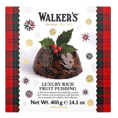 Walkers Rich Fruit Pudding - 14.1 Oz Plum Pudding for Christmas - Luxury Holiday Treat and Dessert from Scotland