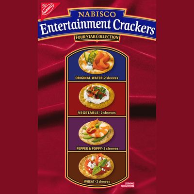 Nabisco Entertainment Crackers Variety Pack, Original Water, Vegetable, Pepper &amp; Poppy, Wheat, 8 Individual Sleeves, 2 lb 8 oz