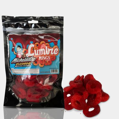 Lumbre Rings Micheladas El Gordo Premium Peach Rings with Chamoy and Chili - 8.5oz Authentic Mexican Candy, Sweet &amp; Spicy Flavor, Perfect Snack for Every Occasion