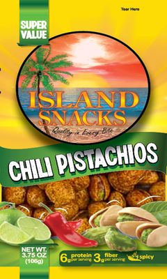 Island Snacks Chile Lemon Pistachios, 3.75 Ounce, 6 Count