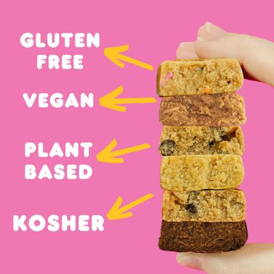 Whoa Dough Allergen Friendly Edible Cookie Dough Bars- Certified Non-GMO, Kosher and Gluten Free Bars - Healthy Snack Foods - Plant Based Snacks - Real Ingredients - Variety Pack (6 Bars)