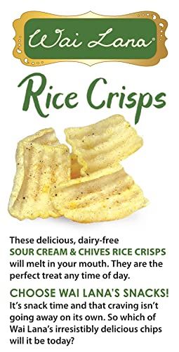 Wai Lana Rice Crisp Sour Cream and Chives (5 Pack of 4.5 Ounce Individual Bags) - Gluten Free, Non-GMO, Vegan, Zero Trans Fats