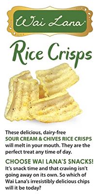 Wai Lana Rice Crisp Sour Cream and Chives (5 Pack of 4.5 Ounce Individual Bags) - Gluten Free, Non-GMO, Vegan, Zero Trans Fats