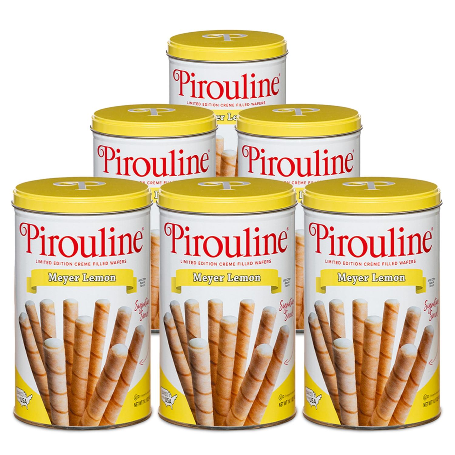 Pirouline Rolled Wafers - Lemon - Rolled Wafer Sticks, CrÃƒÂ¨me Filled Wafers, Rolled Cookies for Coffee, Tea, Ice Cream, Snacks, Parties, Gifts, and More - 14.1oz 6pk