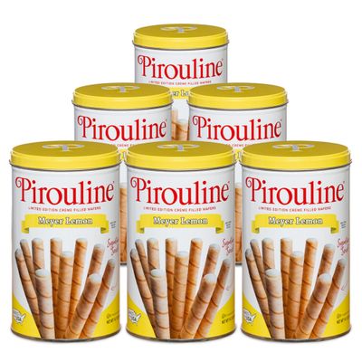 Pirouline Rolled Wafers - Lemon - Rolled Wafer Sticks, CrÃƒÂ¨me Filled Wafers, Rolled Cookies for Coffee, Tea, Ice Cream, Snacks, Parties, Gifts, and More - 14.1oz 6pk