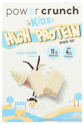 Power Crunch Kids High Protein Snack Bar, Very Vanilla, 5 Count, 5.65 Ounce (Pack of 6)