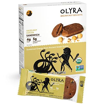 Olyra Organic Breakfast Biscuit Sandwiches | Hazelnut Cocoa | Kids Healthy Snacks, Low-Sugar, High Fiber | 4 Count (Pack of 1)