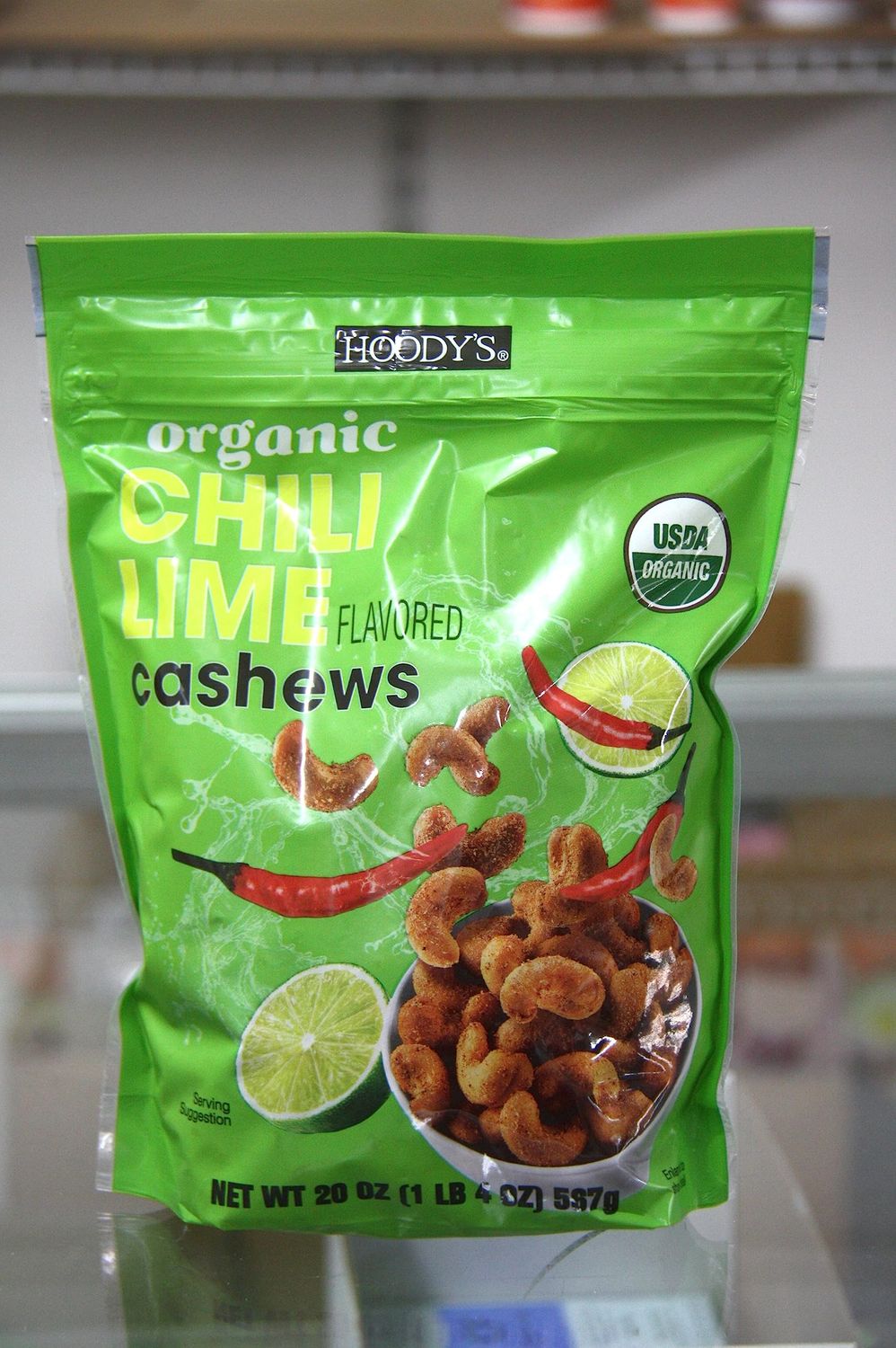 HOODYS ORGANIC CHILI LIME FLAVORED CASHEWS 20 OZ