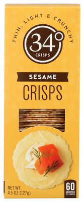 34 Degrees Crisps | Sesame Crisps | Thin, Light &amp; Crunchy Crisps, Single Pack (4.5oz)