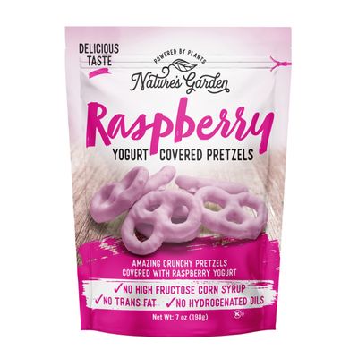 Nature&#39;s Garden Raspberry Yogurt Covered Pretzels - No Trans Fat, Indulgent Snack, Flavored Pretzels - 7 Oz Bag (Pack of 1)