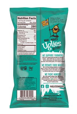UGLIES Kettle-Cooked Potato Chips, Gluten-Free Snacks, Kosher-Friendly, Non-GMO Snacks for Kids or Office, Lunch Snacks, Individual Snack Packs, Salt and Vinegar Potato Chips, 2 Oz. Each, Pack of 24