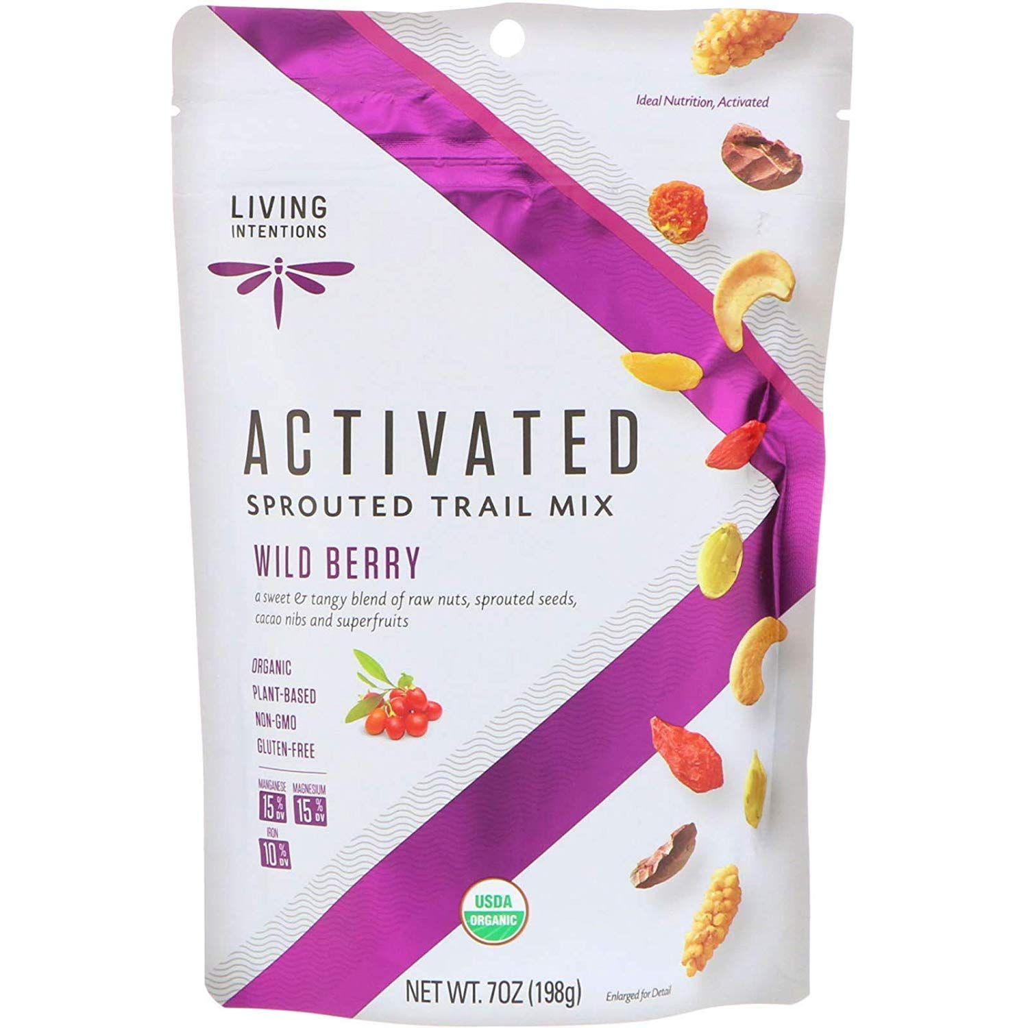 Living Intentions Organic Sprouted Trail Mix - Wild Berry - Case of 6 - 7 oz.