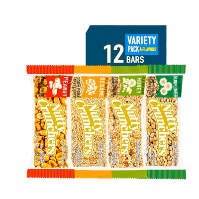 Nutty Crunchers All Natural Ingredients (Variety Pack (4 Flavors), 12 Barsbox)