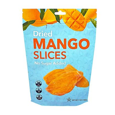 Premium All Natural Real Wild Tropical Mango Dried Large Fruit Slices 7-Oz No Added Sugar Non GMO, Kosher, No Added Colors Healthy Snacks Resealable Bag (1-Pack)