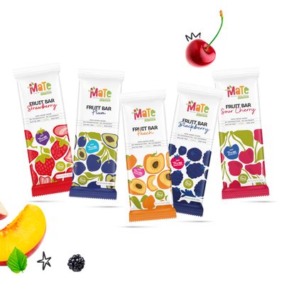 Mate Variety Pack (40 Pack) Healthy Snack, 100% Natural Real Fruit Bar & Gluten-Free & Vegan & Non GMO & Kosher - Zero Added Sugar, No Preservatives and No Colorant