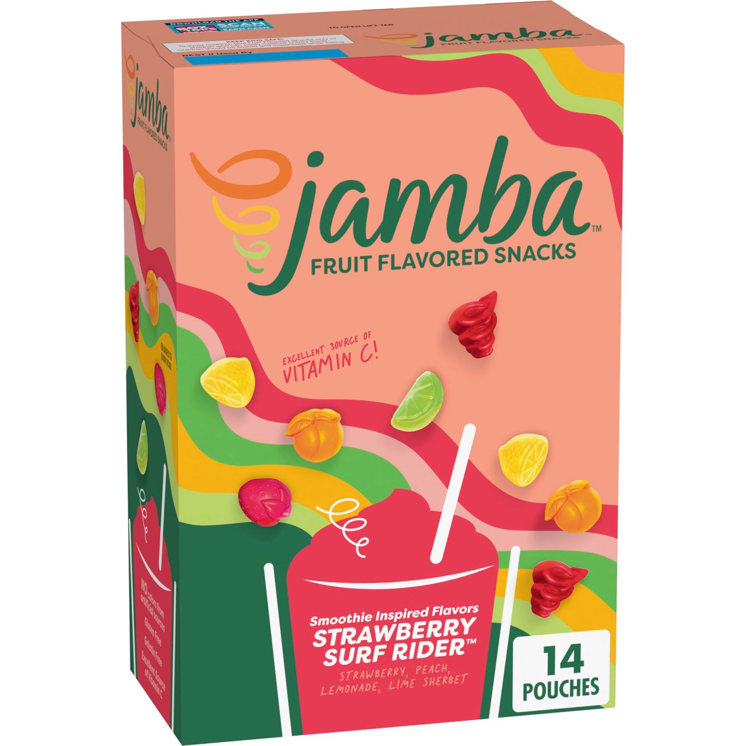 Jamba Fruit Flavored Snacks, Strawberry Surf Rider, Smoothie Inspired Flavors, Gluten Free Snack, 16.8 oz (14 Pouches)
