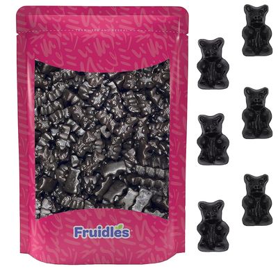 Fruidles Sugar Free Black Licorice Bears, Firm Licorice Gummy Bears (4.4 Pounds)