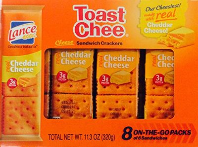 Lance Toast Chee Cheddar Cheese Sandwich Crackers 8 On-The-Go Packs of 6 Sandwiches 11.3 oz (Pack of 3)