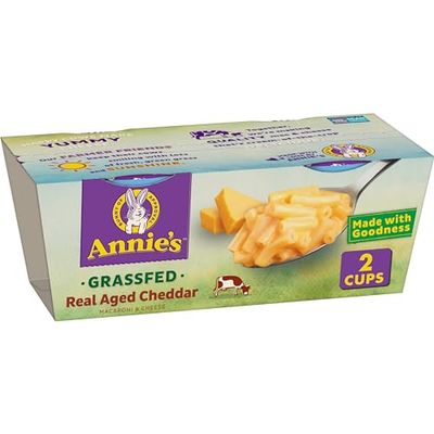 Annie&#39;s Organic Grassfed Microwavable Macaroni and Cheese, Real Aged Cheddar, 2 Cups, 4.02 oz