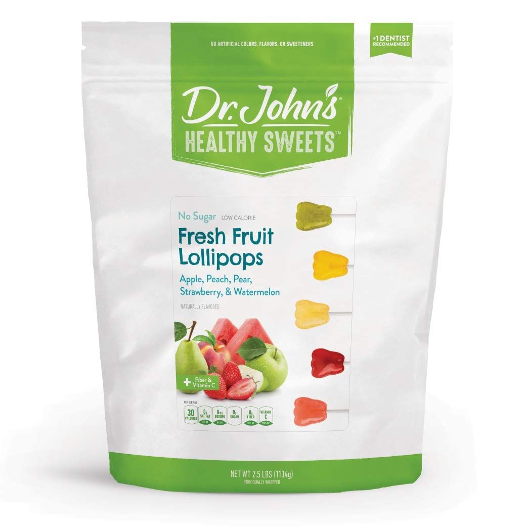 Dr. Johns Sugar Free Candy, Healthy Lollipops with Zero Sugar, Low Calorie Snacks, Keto Friendly Hard Candy Sweets, Fresh Fruit Tooth, 150 Count, 2.5 LB